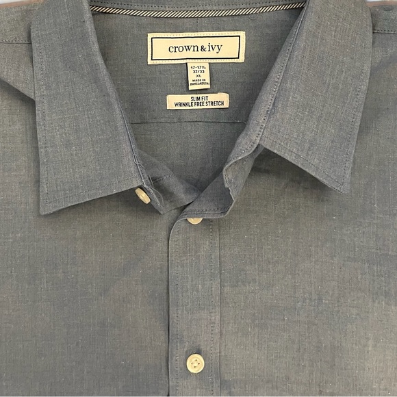 Crown & Ivy Blue Long Sleeve Button Down Shirt - Picture 2 of 5